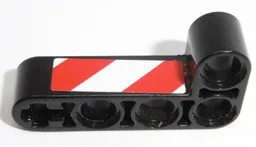 Technic, Liftarm, Modified Bent Thick L-Shape 2 x 4 with Red and White Danger Stripes Pattern (Sticker) - Set 42009