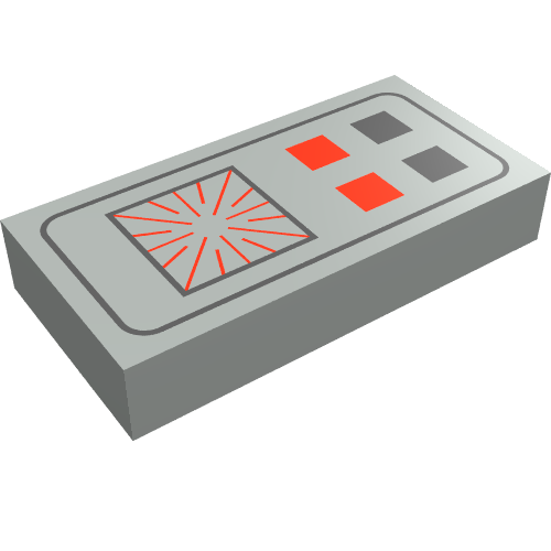 Lego Tile 1 x 2 with Space Computer Print / Light Gray
