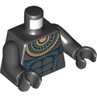 Lego Torso Bare Chest with Muscles Outline and Gold Necklace Print (Anubis Guard), Black Arms and Hands / Black