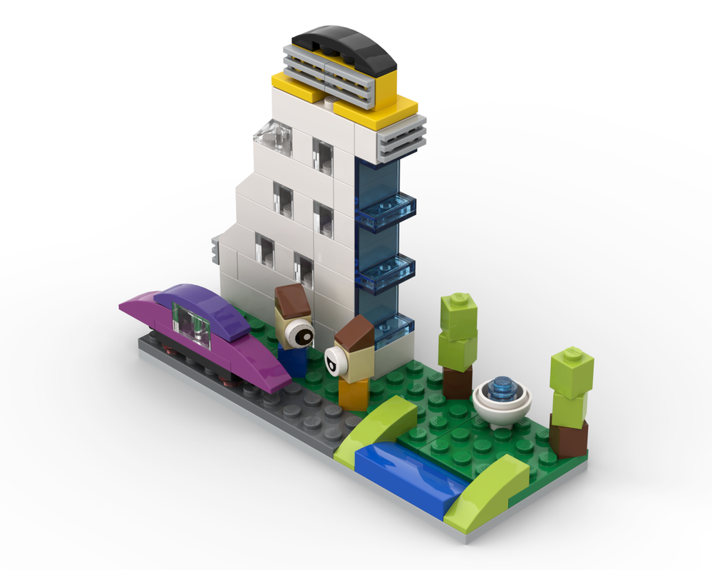 Lego Micro City - Residential Building, Residents, Park and Flying Vehicle