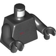 Lego Torso Flight Suit with Control Panel and Tubes Print (V-Wing Pilot), Black Arms and Hands / Black