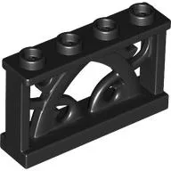 Fence Ornamented 1 x 4 x 2 with 4 Studs / Black