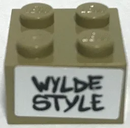 Brick 2 x 2 with Black 'WYLDE STYLE' on White Background Pattern (Sticker) - Set 70922
