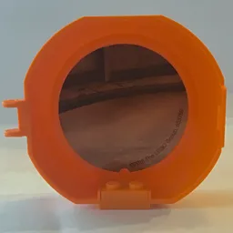 Pod, Round, Half, Back with 1 x 2 Plate Orange with Dojo Sticker / Orange