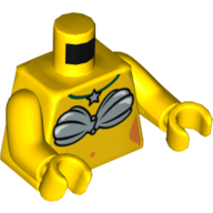 Lego Torso Mermaid Shell Bra and Star Necklace Print, Yellow Arms and Hands / Yellow