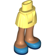 Lego Minidoll Hips and Short Skirt with Nougat Legs, Dark Azure Shoes and Dark Blue Soles Print / Bright Light Yellow