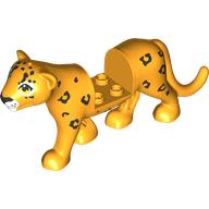 Lego Animal, Tiger with 2 x 2 Cut-Out with White Face, Black Leopard Spots print / Bright Light Orange