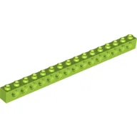 Technic Brick 1 x 16 [15 Pin Holes] / Lime