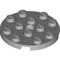 Plate Round 4 x 4 with Pin Hole / Light Bluish Gray