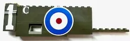 Stickered Assembly 20 x 1 x 4 1/3 with Number 1, Letter C and White, Blue and Red Circles (British Roundel) Pattern Model Left Side (Stickers) - Set 3451