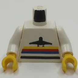 Torso, Airplane Logo with Stripes Print, White Arms, Yellow Hands / White