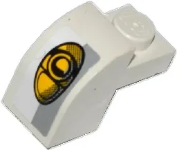 Slope, Curved 2 x 1 x 1 1/3 with Recessed Stud with Light Bluish Gray Stripe and Yellow Headlight Pattern (Sticker) – Set 75912