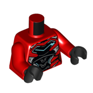 Lego Torso, Black/Light Bluish Grey Ironheart MK II print, Red Arms, Black Hands / Red