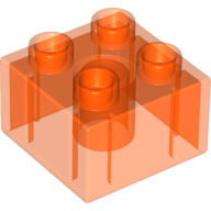 Lego Duplo Brick 2 x 2 / Trans-Neon Orange