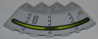 Lego Brick, Round Corner 6 x 6 with Slope 33 Edge, Facet Cutout with Alien Ship Pattern Type 4 (Sticker) - Set 7065