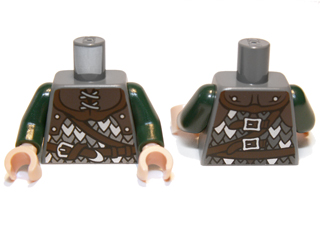 Lego Torso LotR Rohan Soldier Mail Armor with Belt Pattern / Dark Green Arms / Light Nougat Hands