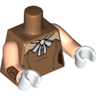 Lego Torso Corset, Light Nougat Shoulders and White Bow / 3 Body Lines on Back Print, Light Nougat Arms with Button Cuffs Print, White Hands / Medium Nougat