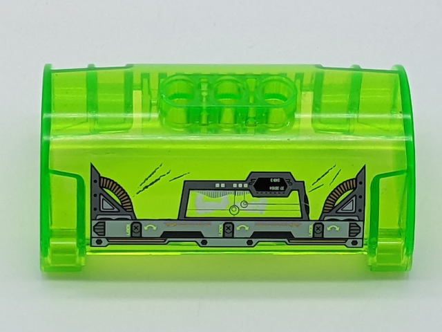 Lego Cylinder Half 3 x 5 x 8 with Pin Holes with 'LOCK', Pipes and Trapezoid on Right Pattern (Sticker) - Set 44019