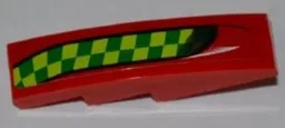 Slope, Curved 4 x 1 with Lime and Green Checkered Stripe Pattern Model Right Side (Sticker) - Set 7967