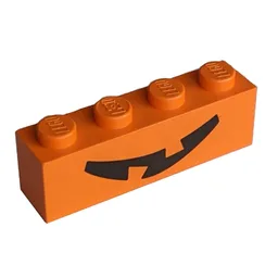 Brick 1 x 4 with Pumpkin Jack O' Lantern Mouth Print / Orange