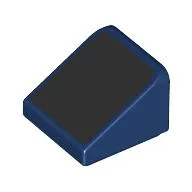 Brick Sloped 30° 1 x 1 x 2/3 with Black Surface Print / Dark Blue