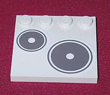 Tile, Modified 4 x 4 with Studs on Edge with Dark Gray Circles / Stove Plates Pattern Model Right Side (Sticker) - Set 5895