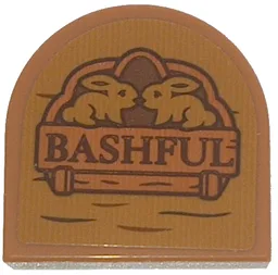 Tile, Round 2 x 2 Half Circle Extended with Wood Grain and 'BASHFUL' Pattern (Sticker) - Set 43242