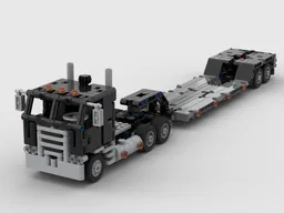 Cabover truck and lowboy trailer . Mini size.