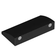 Brick Curved 2 x 4 x 2/3 No Studs with 2 White Dots Print / Black