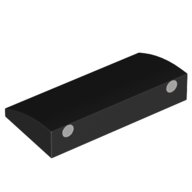 Lego Brick Curved 2 x 4 x 2/3 No Studs, with Bottom Tubes with 2 White Dots print / Black