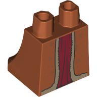Lego Hips and Legs Under Dress/Robe with Dark Tan Fur, Dark Red Underdress print / Dark Orange