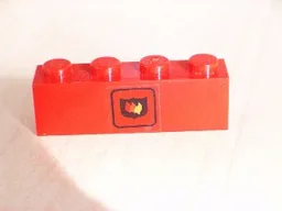 Brick 1 x 4 with Fire Logo Pattern (Sticker) - Set 6525