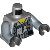 Lego Torso Scuba Suit with Utility Belt with 3 Pouches Front, 2 Pouches Back Print, Sand Blue Arms, Black Hands / Light Bluish Gray