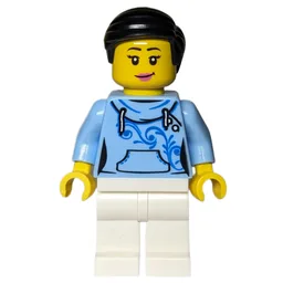 Bright Light Blue Torso, White Legs, Black Hair