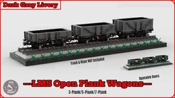 (Dark Gray) LMS Open Plank Wagons