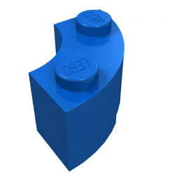 Brick Round Corner 2 x 2 Macaroni with Stud Notch / Blue
