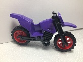 Lego Motorcycle Dirt Bike with Black Chassis (Long Fairing Mounts) and Red Wheels