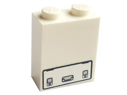 Brick 1 x 2 x 2 with Inside Axle Holder with Service Door with Handle Pattern (Sticker) - Set 7743