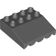 Duplo Roofpiece Slope 33 4 x 4 with Awning Overhang with 9 Bottom Tubes / Dark Bluish Gray