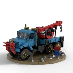 LEGO® Technic Set 42070 6x6 All Terrain Tow Truck downsized to Minifig Scale