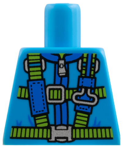 Lego Torso Blue and Lime Parachute Harness Straps and Silver Buckles Pattern