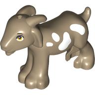 Lego Animal, Goat with White Spots print / Dark Tan
