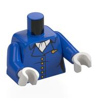 Lego Torso, Air Hostess Uniform, White Collar, Gold Insignias print, Blue Arms, White Hands / Blue