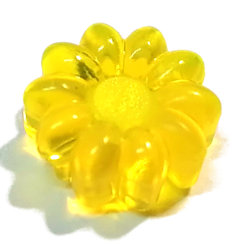 Lego Clikits Icon, Flower 2 x 2 Small, 10 Petals with Hole [Polished] / Trans-Neon Yellow