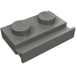 Plate Special 1 x 2 with Door Rail / Dark Bluish Gray