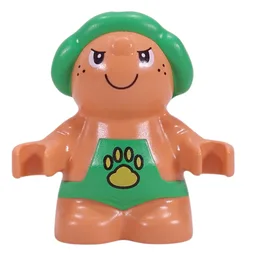 Duplo Figure Little Forest Friend, Male Green Overalls with Yellow Paw Print (Trouble Toadstool) / Nougat