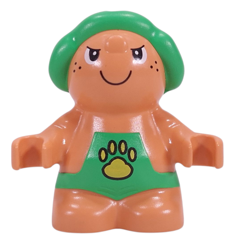 Lego Duplo Figure Little Forest Friend, Male Green Overalls with Yellow Paw Print (Trouble Toadstool) / Nougat