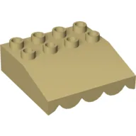 Duplo Roofpiece Slope 33 4 x 4 with Awning Overhang with 9 Bottom Tubes / Tan