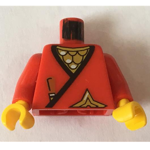 Lego Torso Robe, Brown Dagger, Gold Star, Gold Scale Mail Print, Red Arms, Yellow Hands / Red