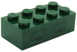 Brick 2 x 4 with 2 Hatches on Transparent Background Pattern (Sticker) - Set 7626